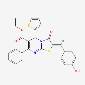 molecular formula C26H20N2O4S2 B3912169 ethyl 2-(4-hydroxybenzylidene)-3-oxo-7-phenyl-5-(2-thienyl)-2,3-dihydro-5H-[1,3]thiazolo[3,2-a]pyrimidine-6-carboxylate 
