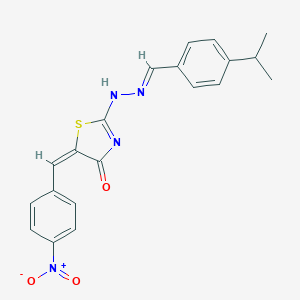 (5E)-5-[(4-nitrophenyl)methylidene]-2-[(2E)-2-[(4-propan-2-ylphenyl)methylidene]hydrazinyl]-1,3-thiazol-4-one