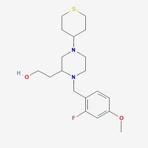 molecular formula C19H29FN2O2S B3912220 2-[1-(2-fluoro-4-methoxybenzyl)-4-(tetrahydro-2H-thiopyran-4-yl)-2-piperazinyl]ethanol 