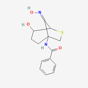 molecular formula C14H16N2O3S B3912225 N-[4-hydroxy-8-(hydroxyimino)-6-thiabicyclo[3.2.1]oct-1-yl]benzamide 