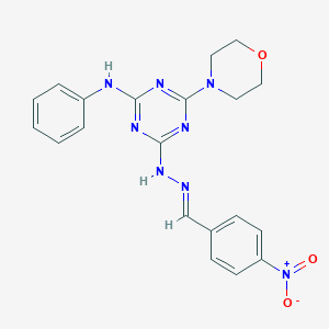 molecular formula C20H20N8O3 B391223 4-Nitrobenzaldehyde (4-anilino-6-morpholin-4-yl-1,3,5-triazin-2-yl)hydrazone 