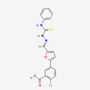 molecular formula C19H14ClN3O3S B3912263 5-{5-[2-(anilinocarbonothioyl)carbonohydrazonoyl]-2-furyl}-2-chlorobenzoic acid 