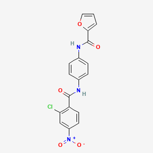 molecular formula C18H12ClN3O5 B3912298 N-{4-[(2-chloro-4-nitrobenzoyl)amino]phenyl}-2-furamide 