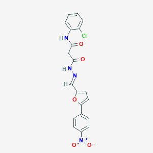 molecular formula C20H15ClN4O5 B391233 N-(2-chlorophenyl)-3-{2-[(5-{4-nitrophenyl}-2-furyl)methylene]hydrazino}-3-oxopropanamide 