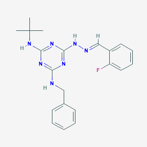 molecular formula C21H24FN7 B391237 2-Fluorobenzaldehyde [4-(benzylamino)-6-(tert-butylamino)-1,3,5-triazin-2-yl]hydrazone 