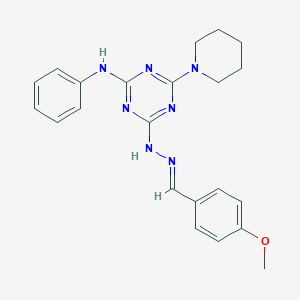 4-Methoxybenzaldehyde [4-anilino-6-(1-piperidinyl)-1,3,5-triazin-2-yl]hydrazone