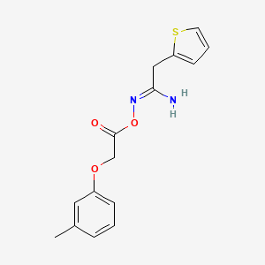 molecular formula C15H16N2O3S B3912390 N'-{[(3-methylphenoxy)acetyl]oxy}-2-(2-thienyl)ethanimidamide 