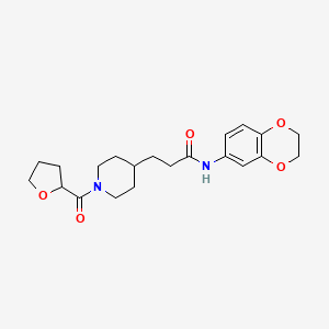 molecular formula C21H28N2O5 B3912392 N-(2,3-dihydro-1,4-benzodioxin-6-yl)-3-[1-(tetrahydro-2-furanylcarbonyl)-4-piperidinyl]propanamide 