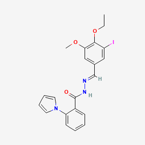 molecular formula C21H20IN3O3 B3912394 N'-(4-ethoxy-3-iodo-5-methoxybenzylidene)-2-(1H-pyrrol-1-yl)benzohydrazide 