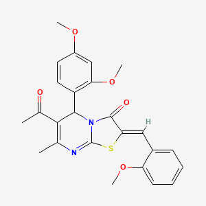 (2Z)-6-Acetyl-5-(2,4-dimethoxyphenyl)-2-[(2-methoxyphenyl)methylidene]-7-methyl-2H,3H,5H-[1,3]thiazolo[3,2-A]pyrimidin-3-one