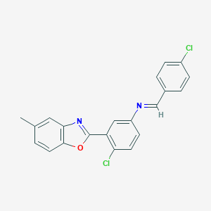 molecular formula C21H14Cl2N2O B391247 N-(4-chlorobenzylidene)-N-[4-chloro-3-(5-methyl-1,3-benzoxazol-2-yl)phenyl]amine 