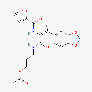 molecular formula C20H20N2O7 B3912502 3-{[3-(1,3-benzodioxol-5-yl)-2-(2-furoylamino)acryloyl]amino}propyl acetate 