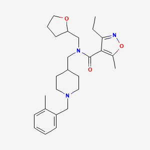 3-ethyl-5-methyl-N-{[1-(2-methylbenzyl)-4-piperidinyl]methyl}-N-(tetrahydro-2-furanylmethyl)-4-isoxazolecarboxamide