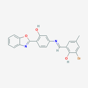 molecular formula C21H15BrN2O3 B391255 2-({[4-(1,3-Benzoxazol-2-yl)-3-hydroxyphenyl]imino}methyl)-6-bromo-4-methylphenol 