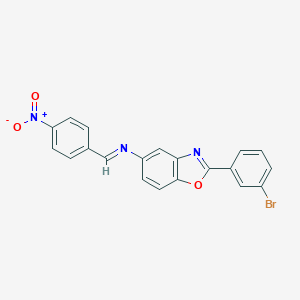 molecular formula C20H12BrN3O3 B391257 2-(3-Bromophenyl)-5-({4-nitrobenzylidene}amino)-1,3-benzoxazole 