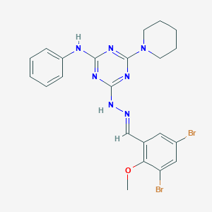 3,5-Dibromo-2-methoxybenzaldehyde [4-anilino-6-(1-piperidinyl)-1,3,5-triazin-2-yl]hydrazone