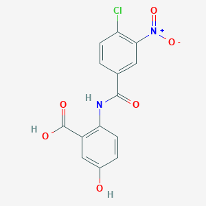 molecular formula C14H9ClN2O6 B3912604 2-[(4-chloro-3-nitrobenzoyl)amino]-5-hydroxybenzoic acid 