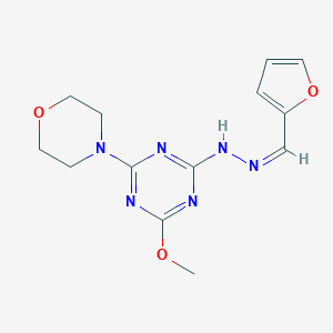 molecular formula C13H16N6O3 B391268 2-Furaldehyde [4-methoxy-6-(4-morpholinyl)-1,3,5-triazin-2-yl]hydrazone 