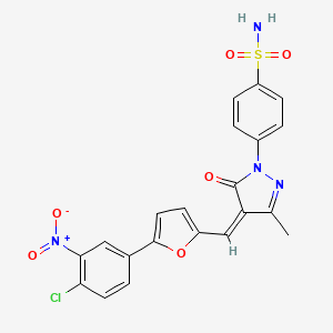 4-[(4Z)-4-[[5-(4-chloro-3-nitrophenyl)furan-2-yl]methylidene]-3-methyl-5-oxopyrazol-1-yl]benzenesulfonamide