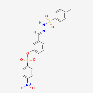 molecular formula C20H17N3O7S2 B3912712 3-{2-[(4-methylphenyl)sulfonyl]carbonohydrazonoyl}phenyl 4-nitrobenzenesulfonate 