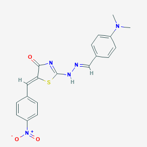 (5Z)-2-[(2E)-2-[[4-(dimethylamino)phenyl]methylidene]hydrazinyl]-5-[(4-nitrophenyl)methylidene]-1,3-thiazol-4-one