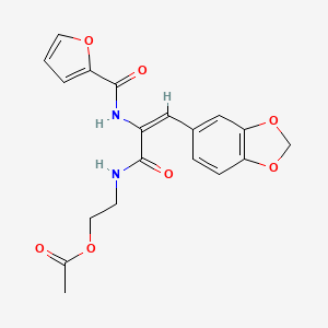 molecular formula C19H18N2O7 B3912782 2-{[3-(1,3-benzodioxol-5-yl)-2-(2-furoylamino)acryloyl]amino}ethyl acetate 