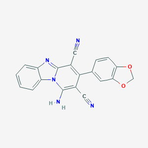 molecular formula C20H11N5O2 B391283 1-Amino-3-(1,3-benzodioxol-5-yl)pyrido[1,2-a]benzimidazole-2,4-dicarbonitrile 
