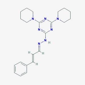 molecular formula C22H29N7 B391284 3-Phenylacrylaldehyde [4,6-di(1-piperidinyl)-1,3,5-triazin-2-yl]hydrazone 