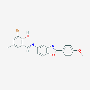molecular formula C22H17BrN2O3 B391285 2-Bromo-6-({[2-(4-methoxyphenyl)-1,3-benzoxazol-5-yl]imino}methyl)-4-methylphenol 