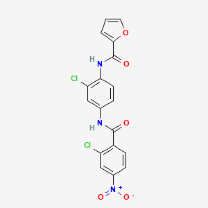 molecular formula C18H11Cl2N3O5 B3912853 N-{2-chloro-4-[(2-chloro-4-nitrobenzoyl)amino]phenyl}-2-furamide 