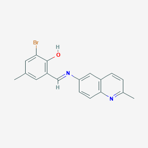molecular formula C18H15BrN2O B391290 2-Bromo-4-methyl-6-{[(2-methyl-6-quinolinyl)imino]methyl}phenol 