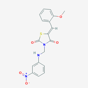 molecular formula C18H15N3O5S B391291 3-({3-Nitroanilino}methyl)-5-(2-methoxybenzylidene)-1,3-thiazolidine-2,4-dione 