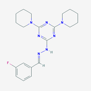 3-Fluorobenzaldehyde [4,6-di(1-piperidinyl)-1,3,5-triazin-2-yl]hydrazone