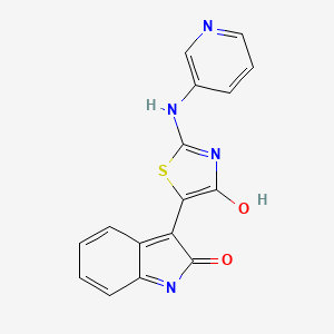 molecular formula C16H10N4O2S B3913012 3-[4-oxo-2-(3-pyridinylamino)-1,3-thiazol-5(4H)-ylidene]-1,3-dihydro-2H-indol-2-one 