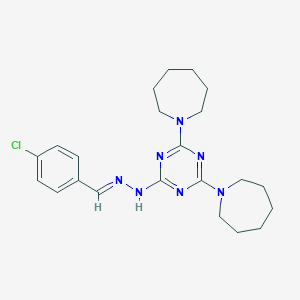 4-Chlorobenzaldehyde [4,6-di(1-azepanyl)-1,3,5-triazin-2-yl]hydrazone