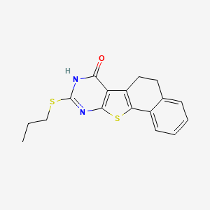 molecular formula C17H16N2OS2 B3913085 14-propylsulfanyl-17-thia-13,15-diazatetracyclo[8.7.0.02,7.011,16]heptadeca-1(10),2,4,6,11(16),14-hexaen-12-one 