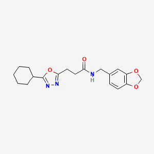 N-(1,3-benzodioxol-5-ylmethyl)-3-(5-cyclohexyl-1,3,4-oxadiazol-2-yl)propanamide