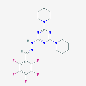 molecular formula C20H22F5N7 B391314 2,3,4,5,6-Pentafluorobenzaldehyde [4,6-di(1-piperidinyl)-1,3,5-triazin-2-yl]hydrazone 