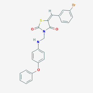 molecular formula C23H17BrN2O3S B391315 5-(3-Bromobenzylidene)-3-[(4-phenoxyanilino)methyl]-1,3-thiazolidine-2,4-dione 