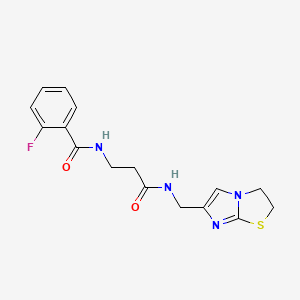 molecular formula C16H17FN4O2S B3913182 N-{3-[(2,3-dihydroimidazo[2,1-b][1,3]thiazol-6-ylmethyl)amino]-3-oxopropyl}-2-fluorobenzamide 