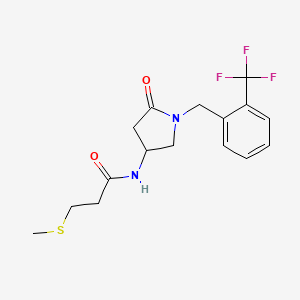 molecular formula C16H19F3N2O2S B3913211 3-(methylthio)-N-{5-oxo-1-[2-(trifluoromethyl)benzyl]-3-pyrrolidinyl}propanamide 