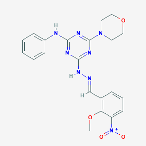 3-nitro-2-methoxybenzaldehyde (4-anilino-6-(4-morpholinyl)-1,3,5-triazin-2(3H)-ylidene)hydrazone