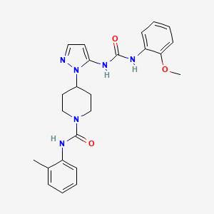 4-[5-({[(2-methoxyphenyl)amino]carbonyl}amino)-1H-pyrazol-1-yl]-N-(2-methylphenyl)-1-piperidinecarboxamide