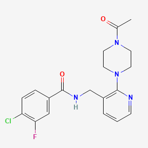 molecular formula C19H20ClFN4O2 B3913276 N-{[2-(4-acetyl-1-piperazinyl)-3-pyridinyl]methyl}-4-chloro-3-fluorobenzamide 