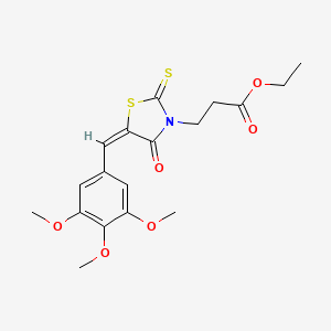 molecular formula C18H21NO6S2 B3913299 ethyl 3-[4-oxo-2-thioxo-5-(3,4,5-trimethoxybenzylidene)-1,3-thiazolidin-3-yl]propanoate 