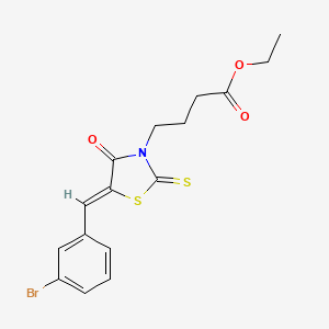 molecular formula C16H16BrNO3S2 B3913304 ethyl 4-[5-(3-bromobenzylidene)-4-oxo-2-thioxo-1,3-thiazolidin-3-yl]butanoate 