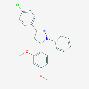 molecular formula C23H21ClN2O2 B391334 3-(4-chlorophenyl)-5-(2,4-dimethoxyphenyl)-1-phenyl-4,5-dihydro-1H-pyrazole 