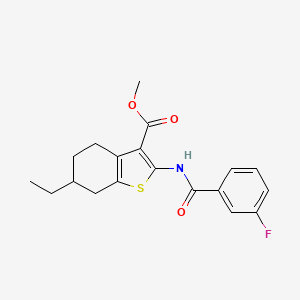 molecular formula C19H20FNO3S B3913349 methyl 6-ethyl-2-[(3-fluorobenzoyl)amino]-4,5,6,7-tetrahydro-1-benzothiophene-3-carboxylate 