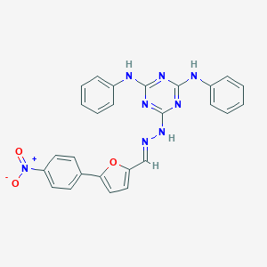 6-[(2E)-2-{[5-(4-nitrophenyl)furan-2-yl]methylidene}hydrazinyl]-N,N'-diphenyl-1,3,5-triazine-2,4-diamine