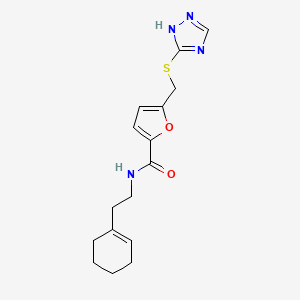 molecular formula C16H20N4O2S B3913382 N-(2-cyclohex-1-en-1-ylethyl)-5-[(4H-1,2,4-triazol-3-ylthio)methyl]-2-furamide 